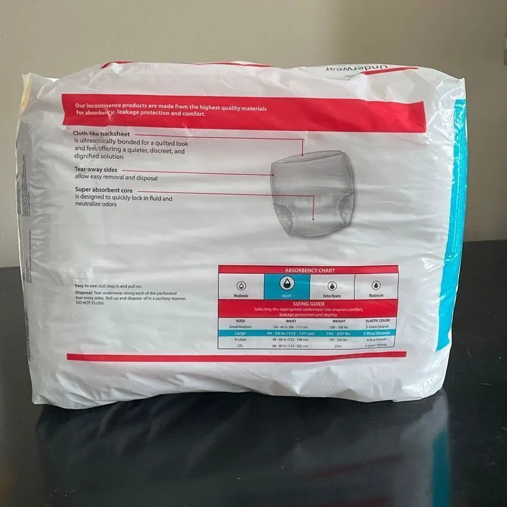 Cardinal health under wear sure care plus heavy absorbency size large 18 count